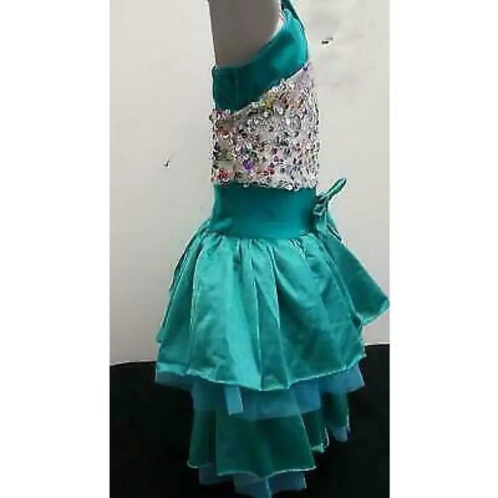 Pre-Owned Dance Costume Curtain Call E1787 Large Child Teal Jazz